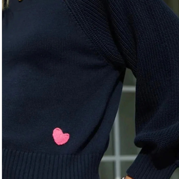 KERRI ROSENTHAL Women’s Navy Blue Puff Sleeve Pullover Sweater Size L - Picture 10 of 14